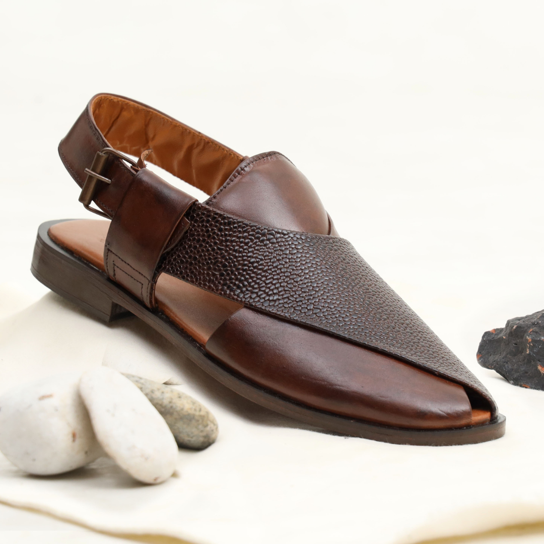 Dark Brown Leather Kheri Chappal | Stylish Traditional Wear – Artex